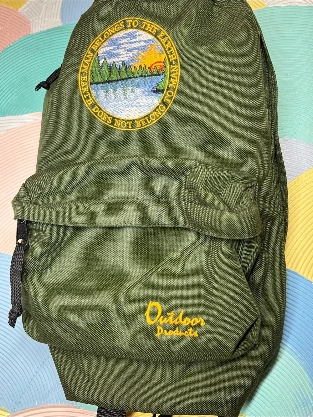 Outdoor Products Men's Olive Green Backpack with Nature Patch